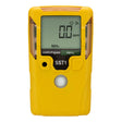 The WatchGas SST1 Serviceable NH3 Gas Detector SST1-A is a yellow handheld device featuring a digital display showing “0.0 ppm” and “NH3.” With a single-button interface and clear labeling of “WatchGas” and “SST1,” this detector is ideal for continuous ammonia (NH3) monitoring to help ensure compliance with OSHA exposure limits.