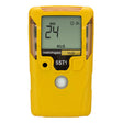 A yellow handheld WatchGas SST1 2 Year H2S Gas Detector (model SST1-H-24) displays “24” and “H2S” on its screen, with “watchgas” and “SST1” labels below. This hydrogen sulfide monitor from WatchGas features a single button and a front sensor area.