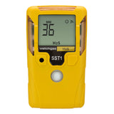 A yellow handheld WatchGas SST1E 3 Year H2S Gas Detector (MINI) SST1E-H-36 features a screen displaying “36 MM” and “H2S.” The device, branded by WatchGas, includes a circular button below the screen and is labeled “watchgas H2S SST1.” Designed to be maintenance-free, this gas detector ensures reliable and accurate hydrogen sulfide detection for workplace safety in industrial environments.