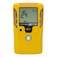 A handheld yellow WatchGas SST1 2 Year CO Gas Detector (model SST1-M-24) features a display indicating “24 MM” and “CO” for carbon monoxide. This reliable WatchGas monitor offers convenient, portable safety monitoring.