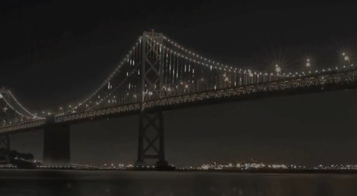 Workers Install LED Lights on the SF Bay Bridge