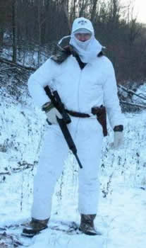 Easy snow camouflage in your standard Tyvek 1412 suit